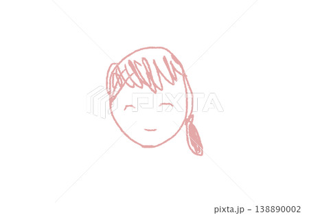 手描き風・お母さんの顔イラスト（ピンク単色・線画） 138890002