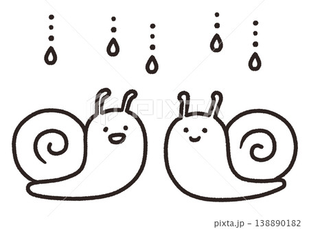 かわいいカタツムリの線画イラスト 138890182