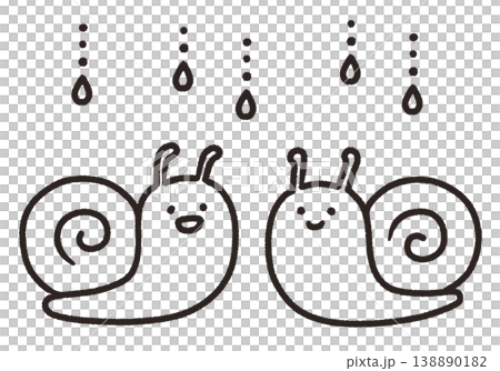 かわいいカタツムリの線画イラスト 138890182