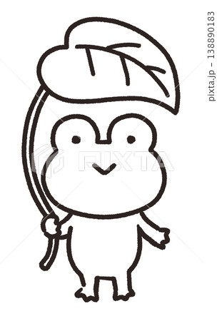 シンプルでかわいいカエルの線画イラスト シンプルでかわいいカエルの線画イラスト 138890183