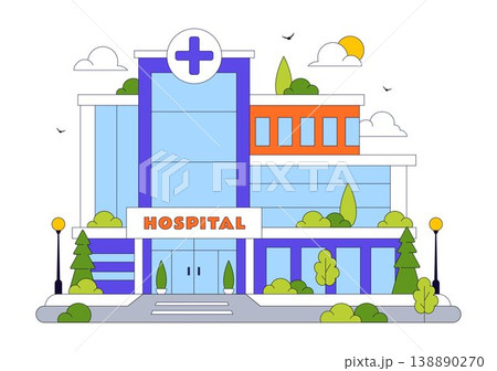 Hospital Building Vector Illustration Featuring Modern Healthcare Facility With Emergency Ambulance and Medical Center Exterior Design Hospital Building Vector Illustration Featuring Modern Healthcare Facility With Emergency Ambulance and Medical Center Exterior Design 138890270