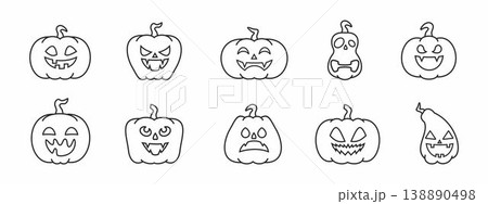 Smiling pumpkins with simple design 138890498