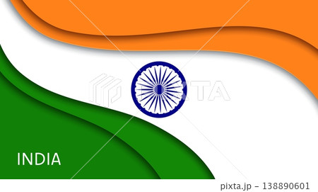 India Independence Day of 15 August paper cut flag, vector papercut national banner. Indian flag in paper cut waves of national green, white and orange color for Indian Republic patriotic holiday India Independence Day of 15 August paper cut flag, vector papercut national banner. Indian flag in paper cut waves of national green, white and orange color for Indian Republic patriotic holiday 138890601