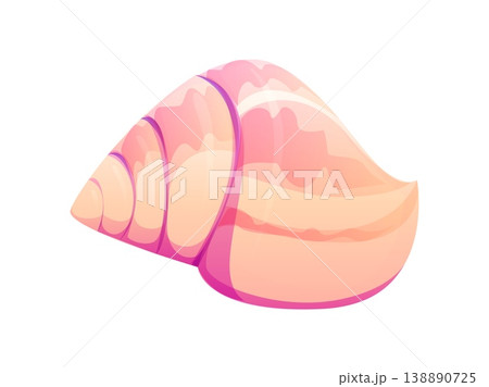 Ocean bottom cartoon seashell or mussel. Tropical sea fauna aquatic mussel, underwater mollusk conch. Coral reef isolated seashell 138890725