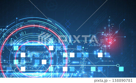 Abstract background. Scientific and technological concept with the use of technical elements formed in the shape of a circle. Vector Abstract background. Scientific and technological concept with the use of technical elements formed in the shape of a circle. Vector 138890781