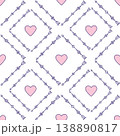 Doodle arrow love seamless pattern. Romantic hearts and tribal arrow. Fashion decorative print for fabric, textile design, wallpapers, neoteric vector background 138890817
