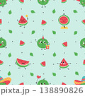 Watermelon seamless pattern. Summer juicy fruits, colorful decorative design. Bright print for wallpaper, fabric, wrapping template, nowaday vector background 138890826