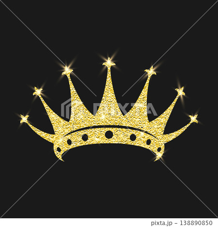 Vector Shining Gold Glitter Crown Icon. Royal Tiara. Luxury Sparkle Crown Emblem on Black. Gold Glitter Crown Icon for Queen and King. Gold Glitter Crown Clipart, Luxury Tiara Logo, Sparkling Jewel Vector Shining Gold Glitter Crown Icon. Royal Tiara. Luxury Sparkle Crown Emblem on Black. Gold Glitter Crown Icon for Queen and King. Gold Glitter Crown Clipart, Luxury Tiara Logo, Sparkling Jewel 138890850