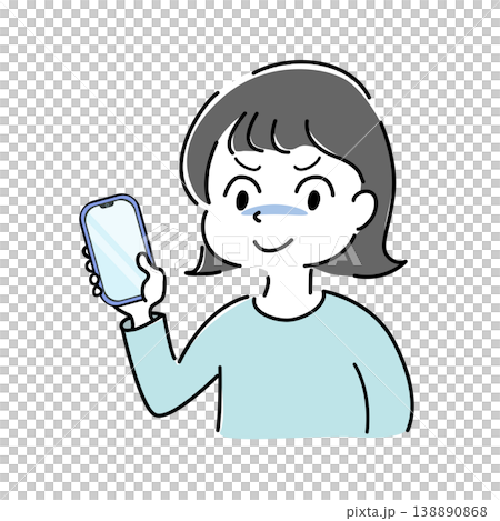 一幅簡單的插圖,描繪了一位神情憂慮的女性看著她的智慧型手機(智慧型手機、不祥、欺詐、不安、麻煩、人物圖像) 一幅簡單的插圖,描繪了一位神情憂慮的女性看著她的智慧型手機(智慧型手機、不祥、欺詐、不安、麻煩、人物圖像) 138890868