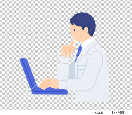 デスクでパソコン業務を行う男性作業員の横顔 上半身の人物ベクターイラスト素材 デスクでパソコン業務を行う男性作業員の横顔 上半身の人物ベクターイラスト素材 138890990