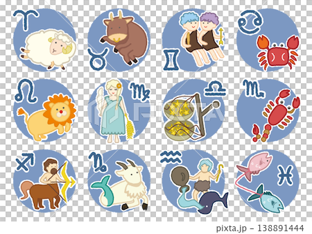 12星座のイラスト　セット 138891444