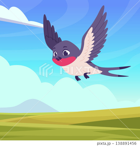 Swallow. flying freedom cartoon bird outdoor 138891456
