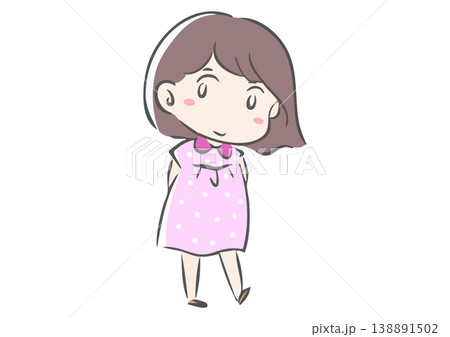 ちょっとおしゃまな感じのおかっぱヘアの女の子カラー ちょっとおしゃまな感じのおかっぱヘアの女の子カラー 138891502