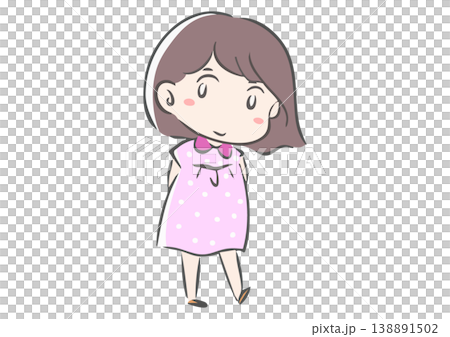 一款略帶俏皮感的波波頭，髮色與女孩的髮色相呼應。 138891502