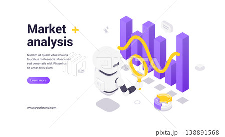 Artificial Intelligence Market Analysis Business Data Visualization Financial Technology Tools Isometric Banner Template 138891568