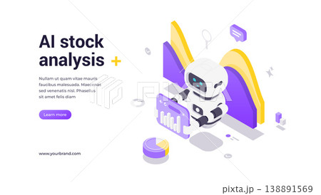 Artificial Intelligence Stock Market Analysis Financial Data Technology Investment Trading Isometric Banner 138891569