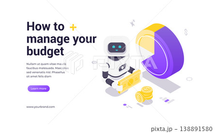 Artificial Intelligence Financial Budget Management Robot Isometric Banner Illustration Template Artificial Intelligence Financial Budget Management Robot Isometric Banner Illustration Template 138891580