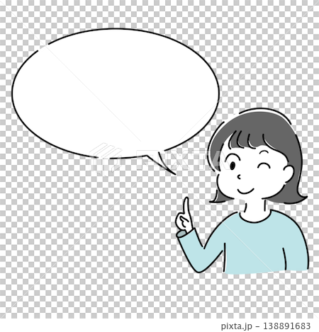 一個簡單的插圖,描繪了一位女性眨眼微笑並指向前方(用於指導、解釋、要點、對話框和角色材料)。 一個簡單的插圖,描繪了一位女性眨眼微笑並指向前方(用於指導、解釋、要點、對話框和角色材料)。 138891683