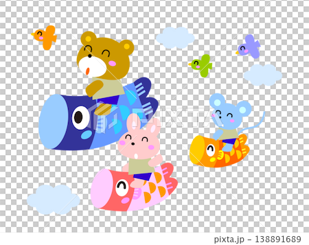 こいのぼりと動物たち 138891689