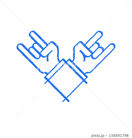 Rock On Hand Gesture For Music Concert Hand Drawn Vector Illustration 138891796