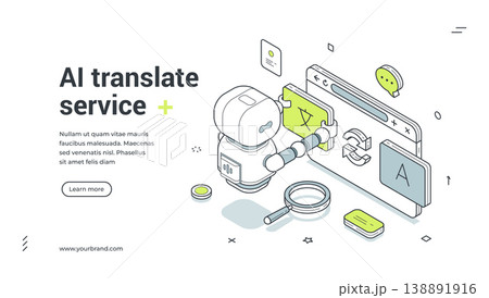 AI Translate Service For Global Communication Isometric Banner Vector Illustration AI Translate Service For Global Communication Isometric Banner Vector Illustration 138891916