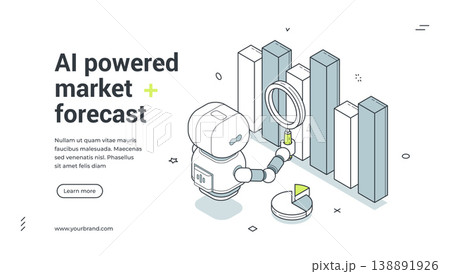 AI Powered Market Forecast And Data Analysis Isometric Banner Vector Illustration 138891926