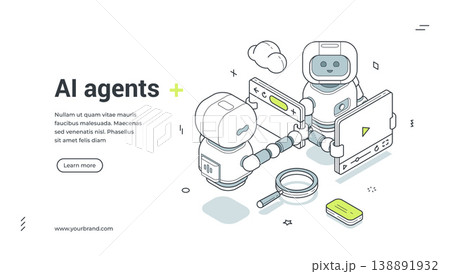 AI Agents For Digital Automation And Web Search Isometric Banner Vector Illustration AI Agents For Digital Automation And Web Search Isometric Banner Vector Illustration 138891932