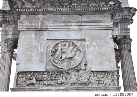 イタリア　ローマ　世界遺産　コンスタンティヌスの凱旋門　東側側面　トンド 138892004