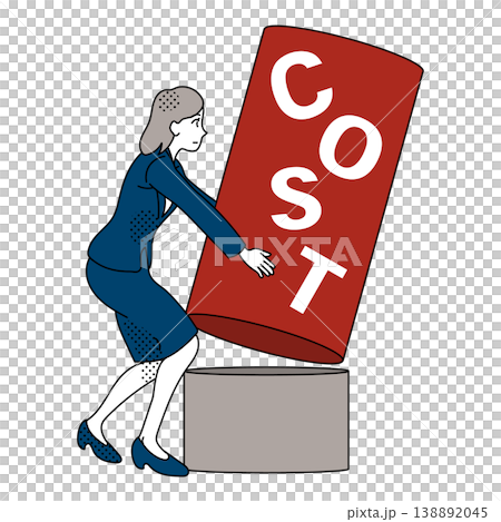 Illustration of a female office worker setting up a cost bar graph. Illustration of a female office worker setting up a cost bar graph. 138892045