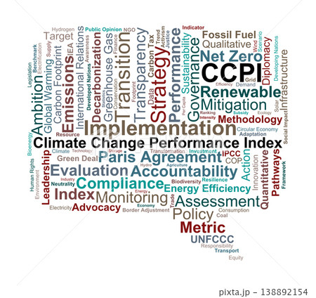 CCPI Word Cloud. A visual overview of the indicators, policy frameworks, and international benchmarks used to evaluate national efforts in combating global climate change. CCPI Word Cloud. A visual overview of the indicators, policy frameworks, and international benchmarks used to evaluate national efforts in combating global climate change. 138892154