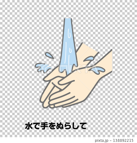 用水打濕雙手。 138892215