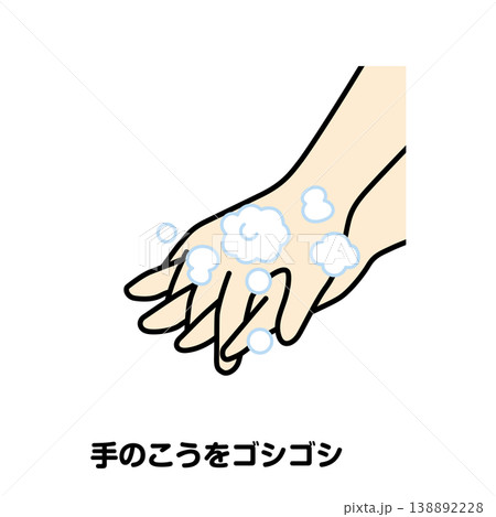 手のこうをゴシゴシ 手のこうをゴシゴシ 138892228