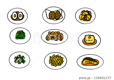 いろいろなお料理 居酒屋メニュー イラストセット いろいろなお料理 居酒屋メニュー イラストセット 138892237