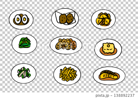いろいろなお料理 居酒屋メニュー イラストセット いろいろなお料理 居酒屋メニュー イラストセット 138892237