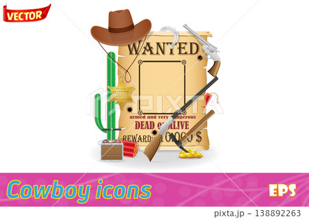 cowboy wild west concept icons vector illustration cowboy wild west concept icons vector illustration 138892263