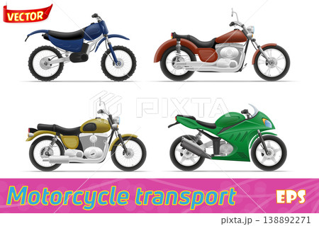 motorcycle set icons vector illustration 138892271