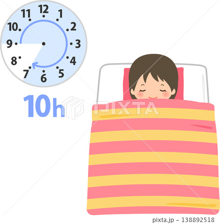 夜9時から朝7時まで10時間睡眠をとる女の子 夜9時から朝7時まで10時間睡眠をとる女の子 138892518