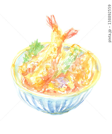 天丼の水彩イラスト 天丼の水彩イラスト 138892559