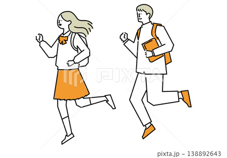 走る学生の男女 138892643