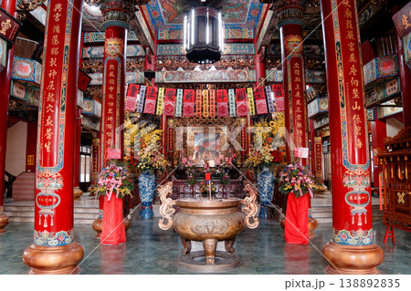 Majestic Interior of Gaomei Wenhsin Temple Red Pillars and Shrines Taichung 138892835