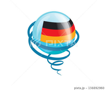 Vivid art of German flag orb surrounded by swirling vortex and spiral base for branding 138892960