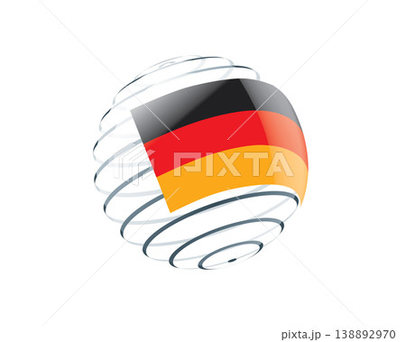 Clean illustration featuring German flag on globe with modern minimalistic style 138892970
