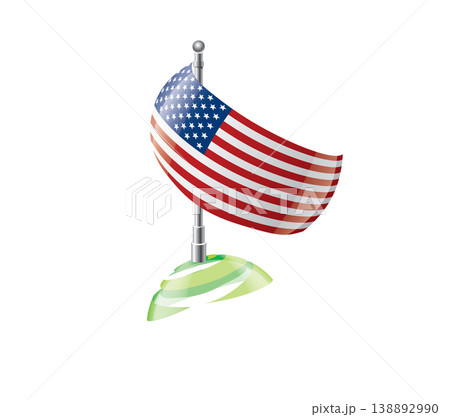 Highly detailed of waving American flag with metallic pole and subtle shadow effects for print Highly detailed of waving American flag with metallic pole and subtle shadow effects for print 138892990