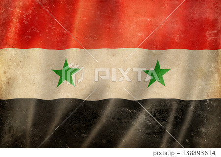 Old vintage flag of Syria, worn and stained 138893614