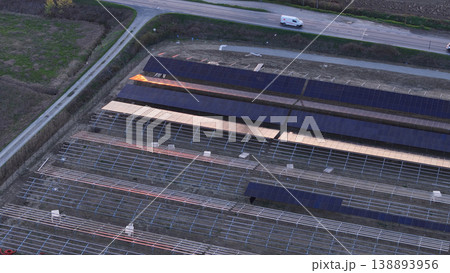 Building large solar panels farm for agrovoltaic energy production Building large solar panels farm for agrovoltaic energy production 138893956