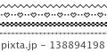 Seamless pixel border pattern set with hearts waves and checkered lines in retro style 138894198