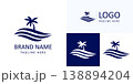 sunrise luxury waterfront palm wave logo minimal tropical ocean beach branding 138894204