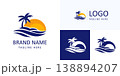 sunrise luxury waterfront palm island wave logo tropical ocean beach branding 138894207