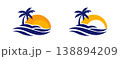 sunrise luxury waterfront palm tree wave logo tropical ocean beach branding 138894209