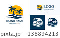 sunrise luxury waterfront palm tree island wave logo tropical beach branding 138894213